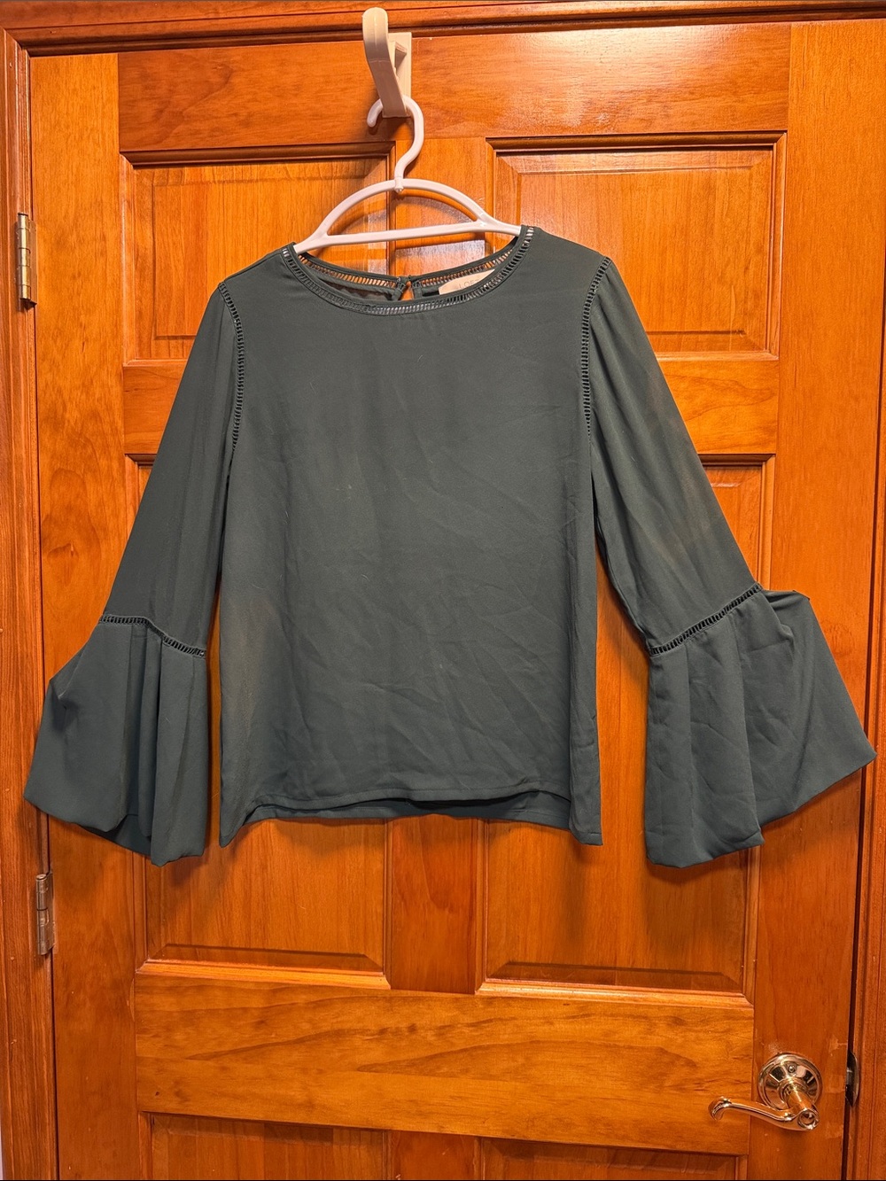 LOFT Deep Green Bell-Sleeve Blouse